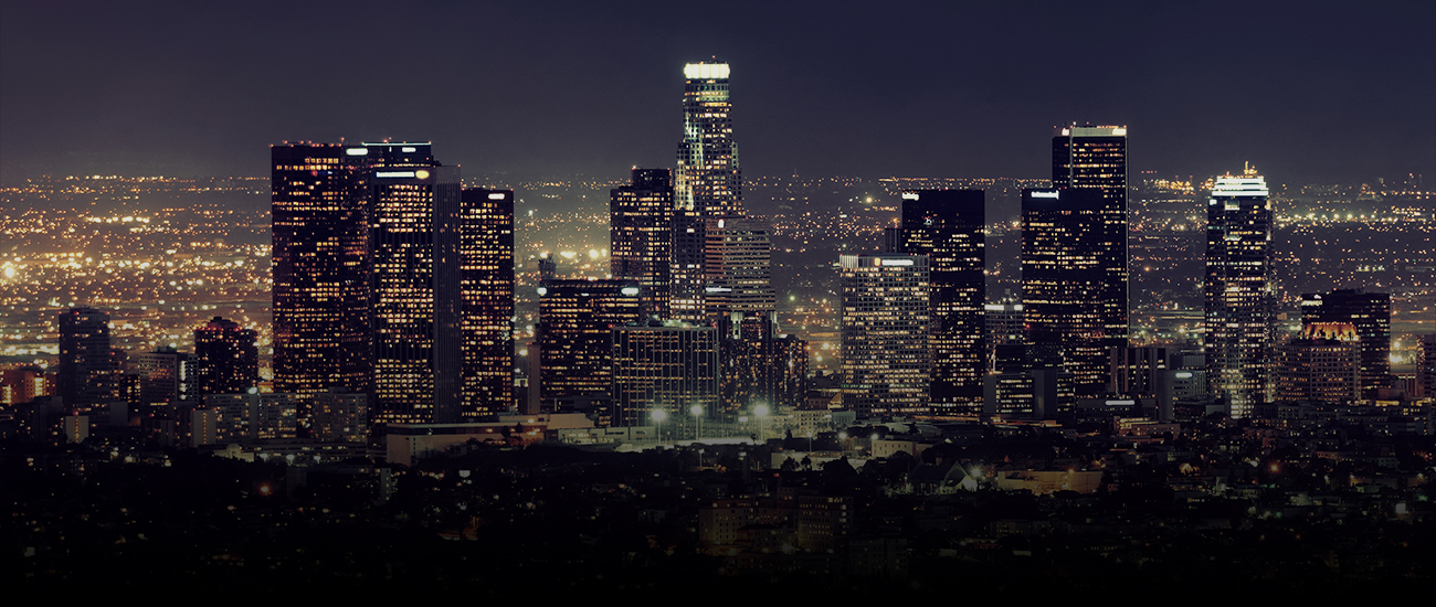 Los Angeles downtown buildings at night